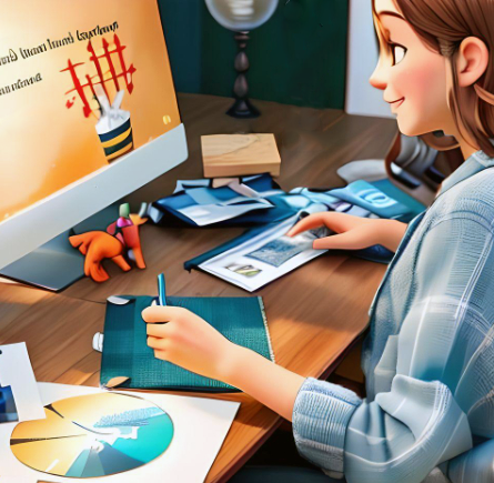 fille travaille sur ordinateur